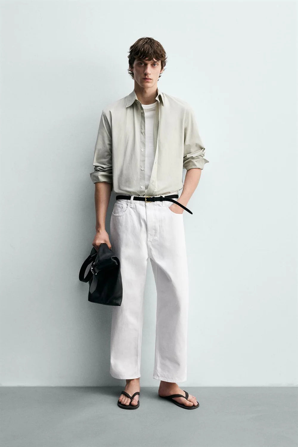 TAPERED WIDE-LEG JEANS